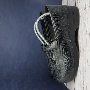 Dansko | Black Floral Tooled Leather Professional Clogs Size 42 11.5 - 12